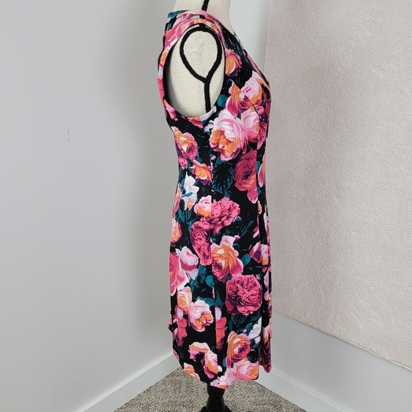 Eliza J Multi Color Floral Fit-N-Flare Pleated Sleeveless Midi Dress Sz 8 NEW - Picture 6 of 15